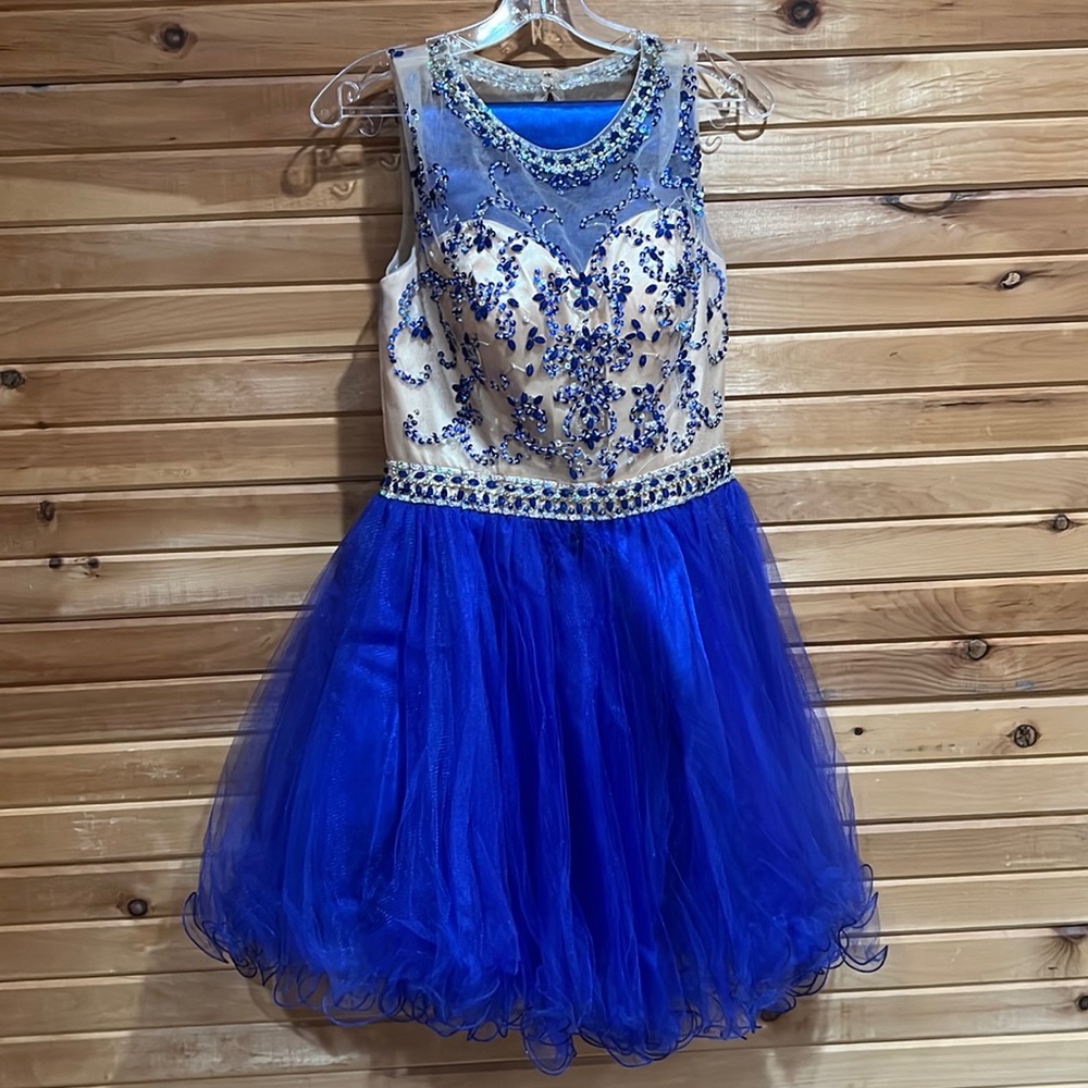 Electric Blue Poofy Tulle Dress Homecoming style